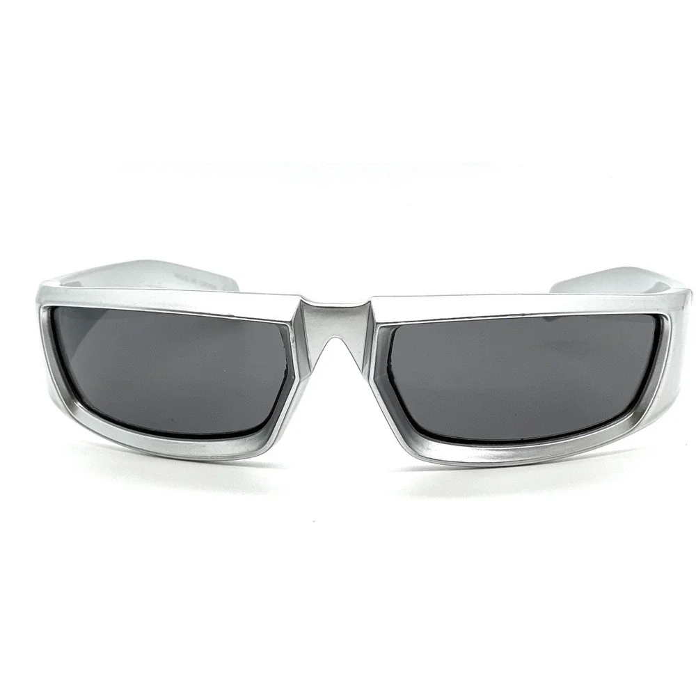 Silver Metallic Sunglasses Shield Sun Glasses Sport Riding‎ Mirror Driving UV400